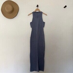 Monrow Heathered Cutout Maxi Dress in Blue
